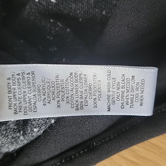 LOFT Charcoal And White Spec Long Sleeve Top with Black Hem~Size Medium - Picture 5 of 6